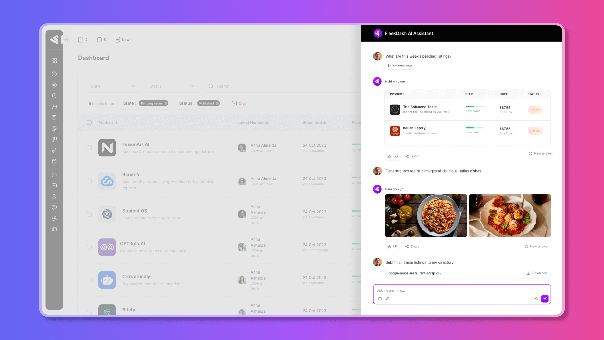 FleekDash AI Assistant